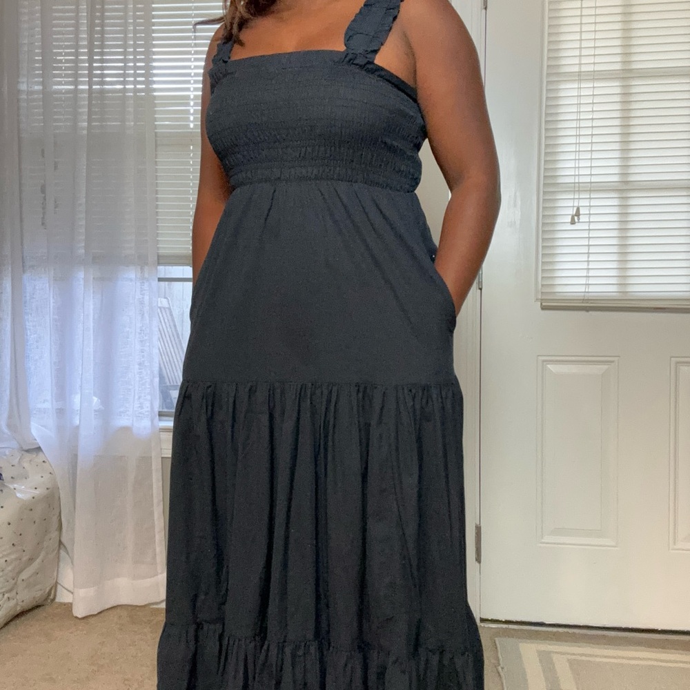 Navy Blue Abercrombie & Fitch ruffle sundress SMALL PETITE